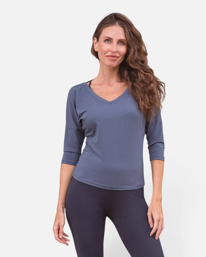 Jaya Organics 3/4 Shirt Chantal - Bluegrey L