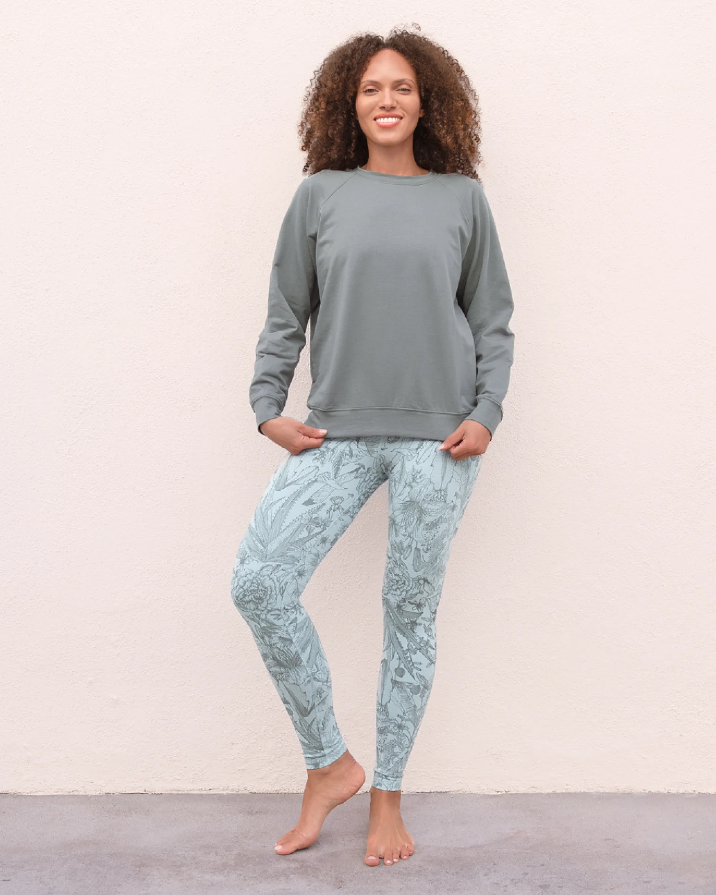 Jaya Organics Leggings Cali Botanical - dusk blue S – Ansicht 2