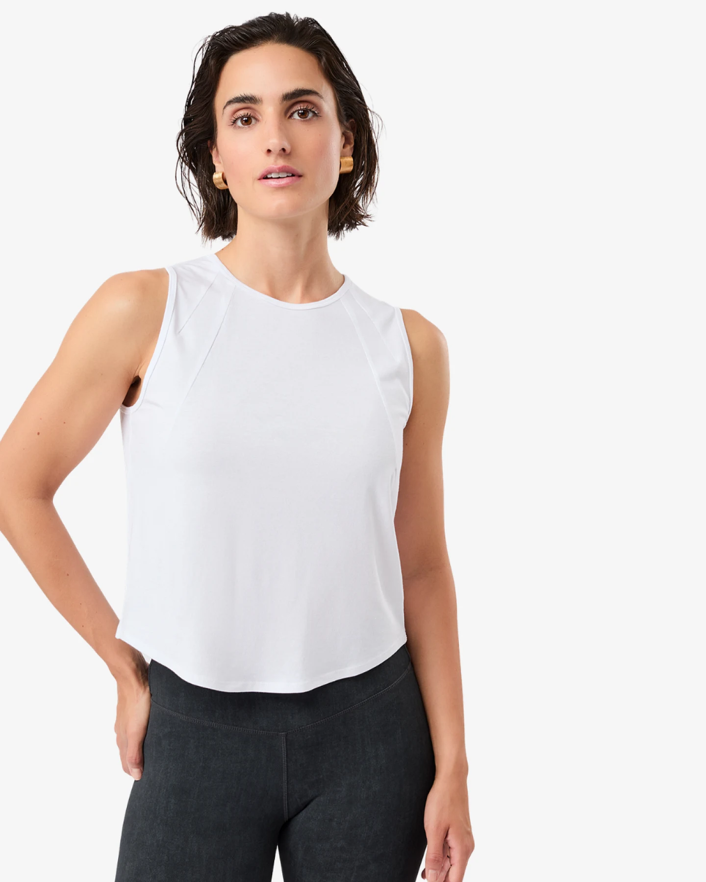 Mandala Cropped Tank Top - White L – Ansicht 2