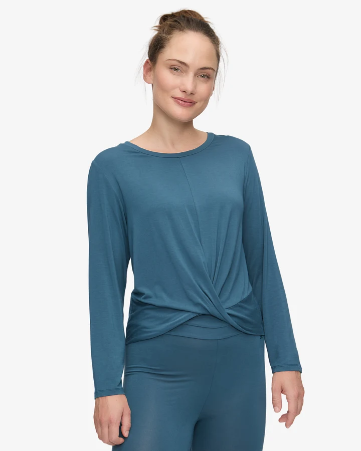 Curare Shirt Round Neck Long Sleeves - Petrol L