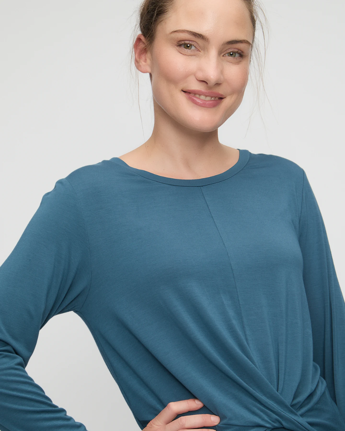 Curare Shirt Round Neck Long Sleeves - Petrol L – Ansicht 4