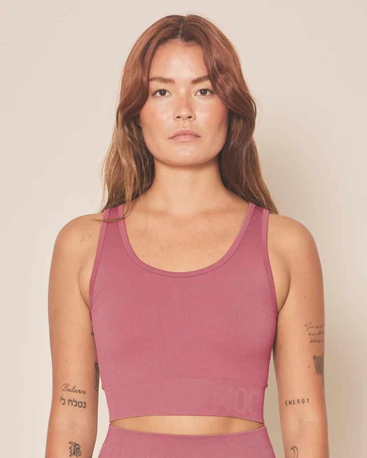 Moonchild Soft Rib Seamless Crop Top - Blush L