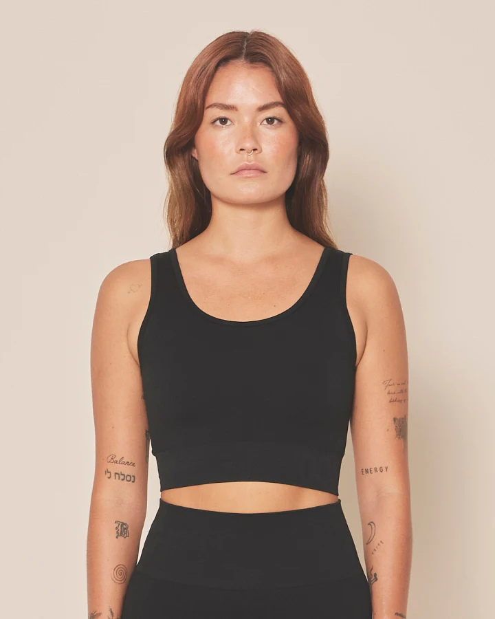 Moonchild Soft Rib Seamless Crop Top - Black Iris L
