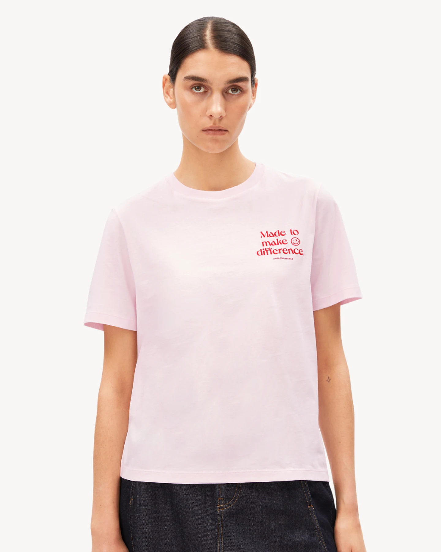 Armedangels LUALAA EMBRO T-SHIRT - pink mist S – Ansicht 2