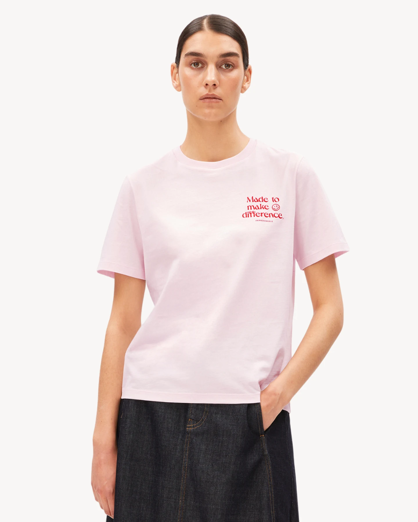 Armedangels LUALAA EMBRO T-SHIRT - pink mist S – Ansicht 3