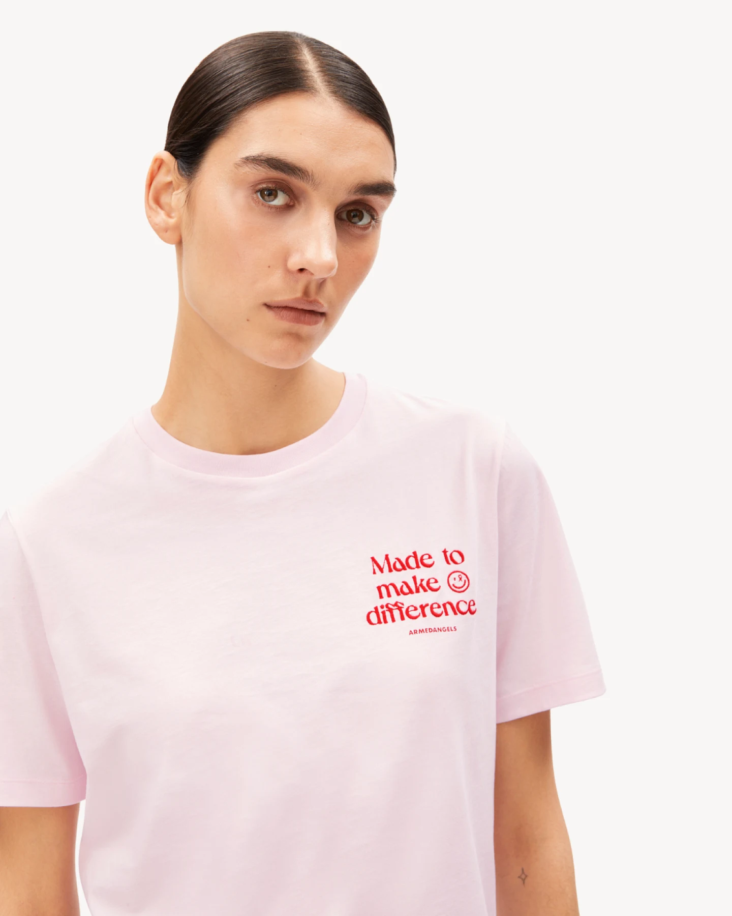 Armedangels LUALAA EMBRO T-SHIRT - pink mist S – Ansicht 4