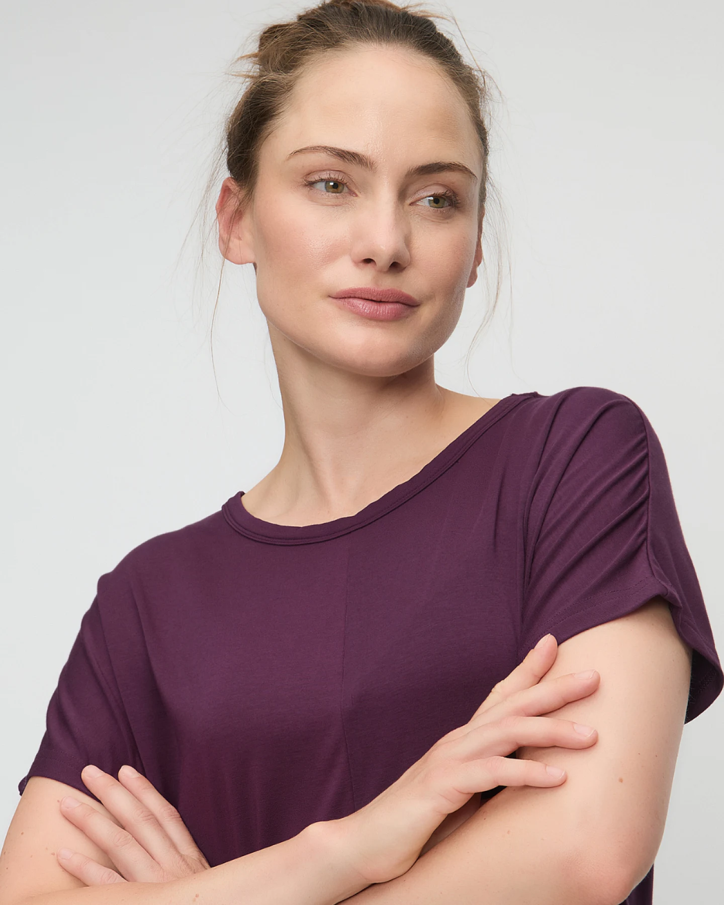 Curare Shirt Round Neck - Dark Plum S – Ansicht 2