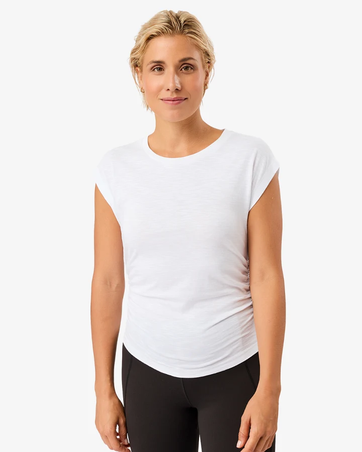 Mandala Side Ruffled Top White L