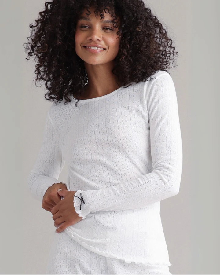 Hey Honey Longsleeve Pointelle White S