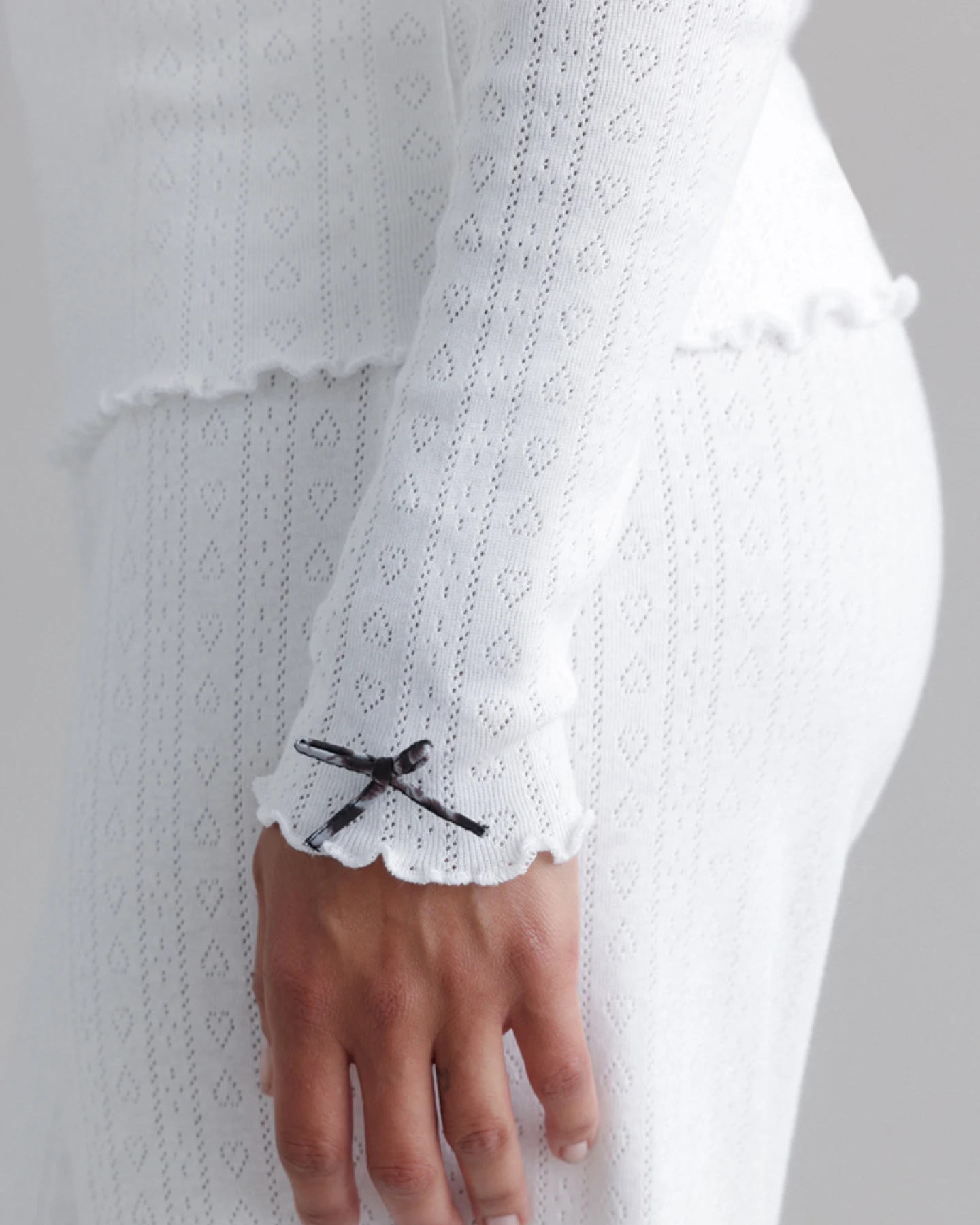 Hey Honey Longsleeve Pointelle White S – Ansicht 3