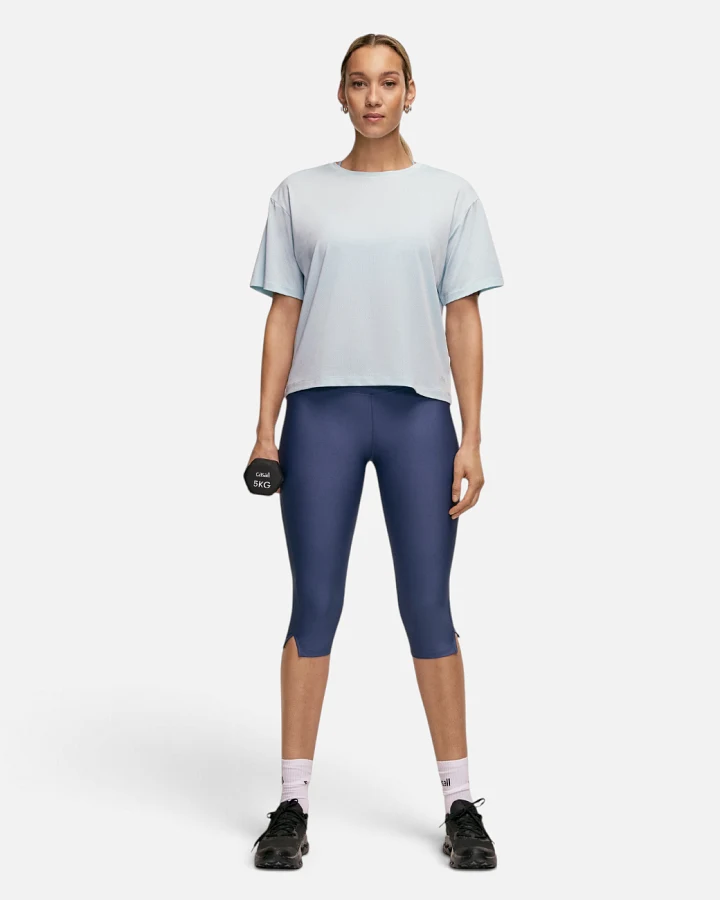 Casall Capri Slit Regular Waist Leggings - Blue Shadow M