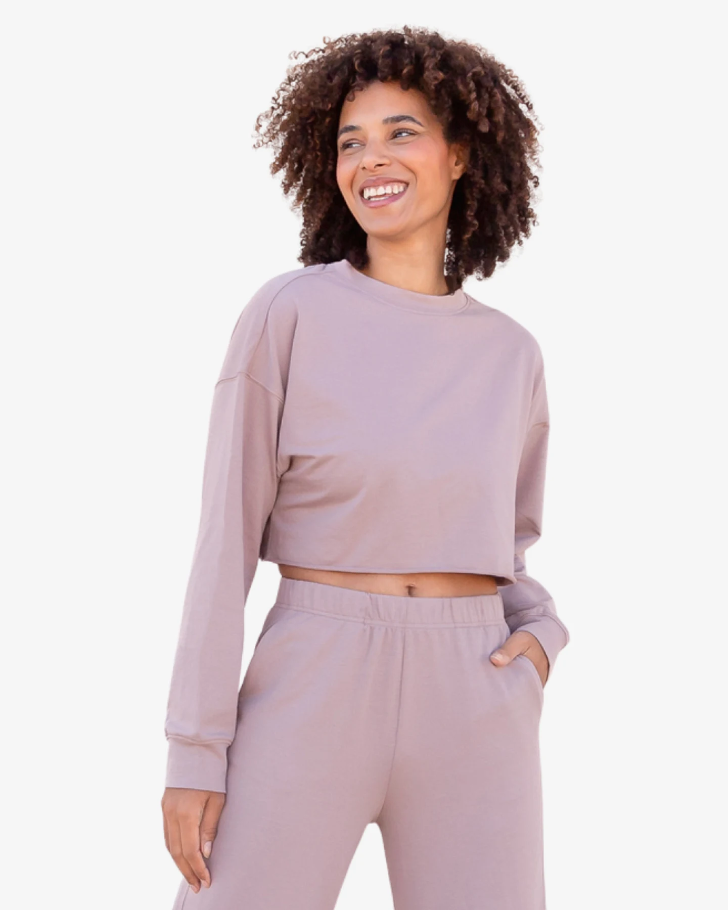Jaya Organics Crop-Sweater Alex - Taupe L – Ansicht 2
