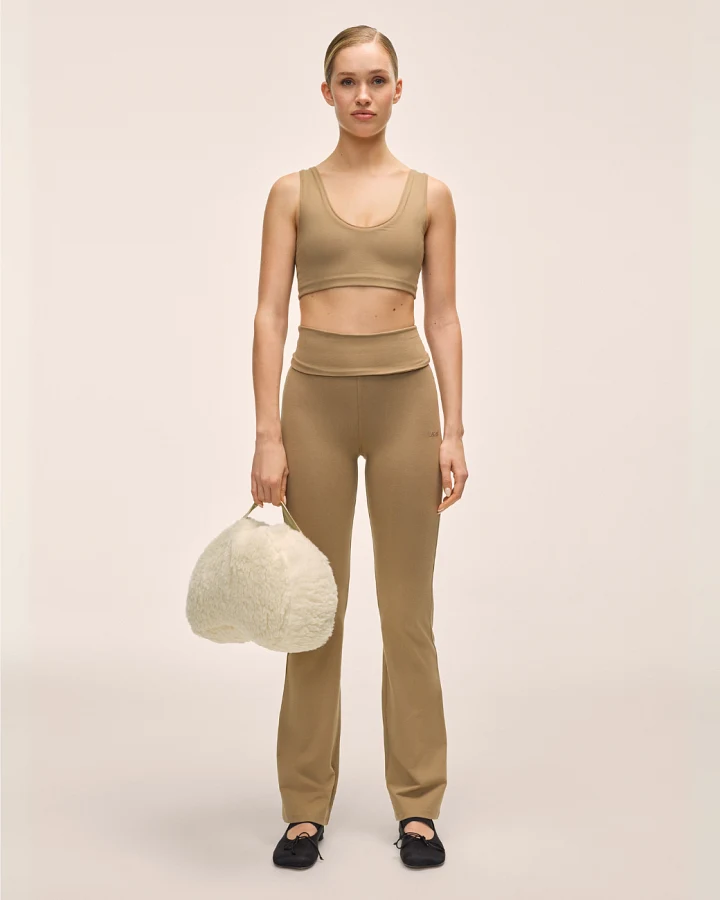 Casall Sublime Folded Flare Pants Light Khaki L