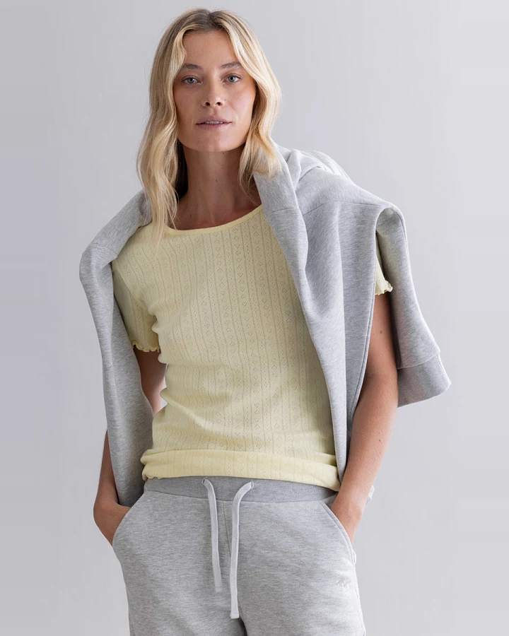 Hey Honey T-Shirt Pointelle - Pastel Yellow L