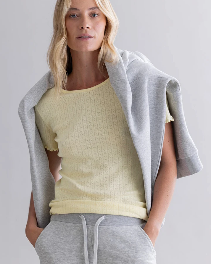Hey Honey T-Shirt Pointelle - Pastel Yellow L