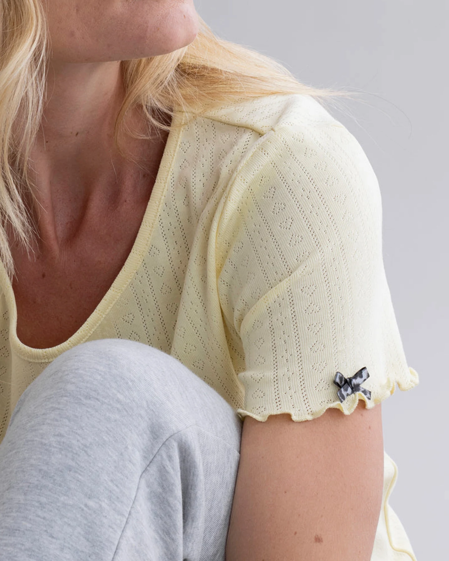 Hey Honey T-Shirt Pointelle - Pastel Yellow S – Ansicht 7