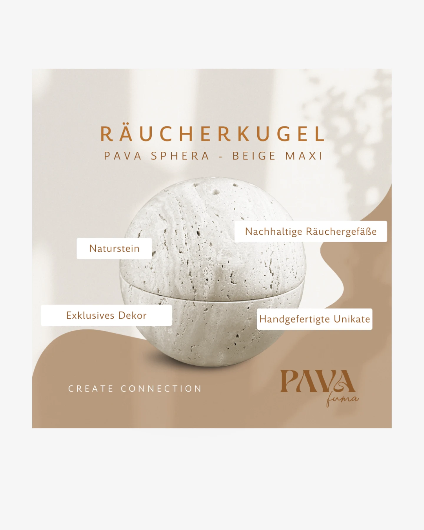 PAVA FUMA Räucherkugel Sphera Beige Maxi – Ansicht 2