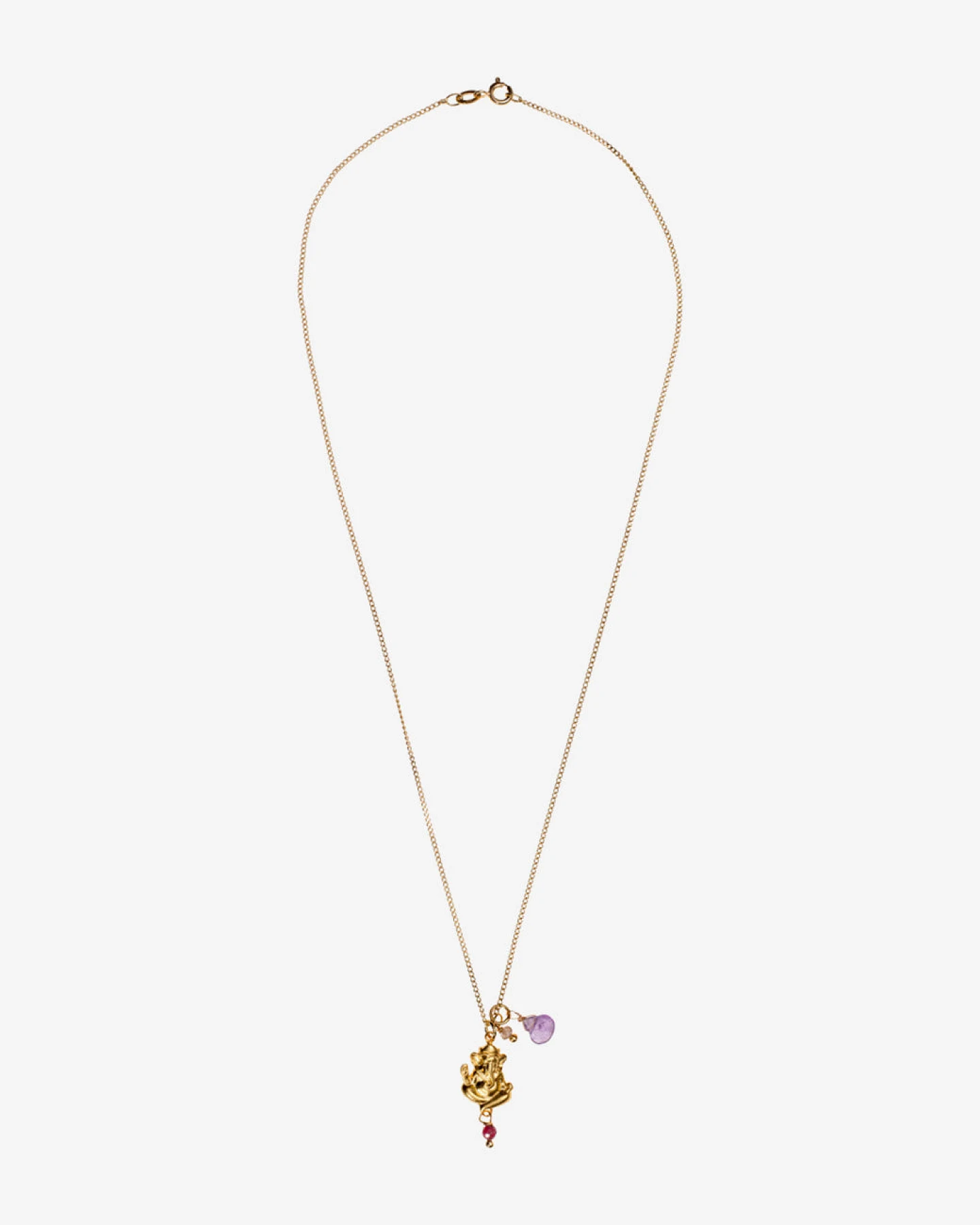 Hoffnungsträger Ganesha Kette Matt-Gold mit Edelsteinen – Ansicht 3