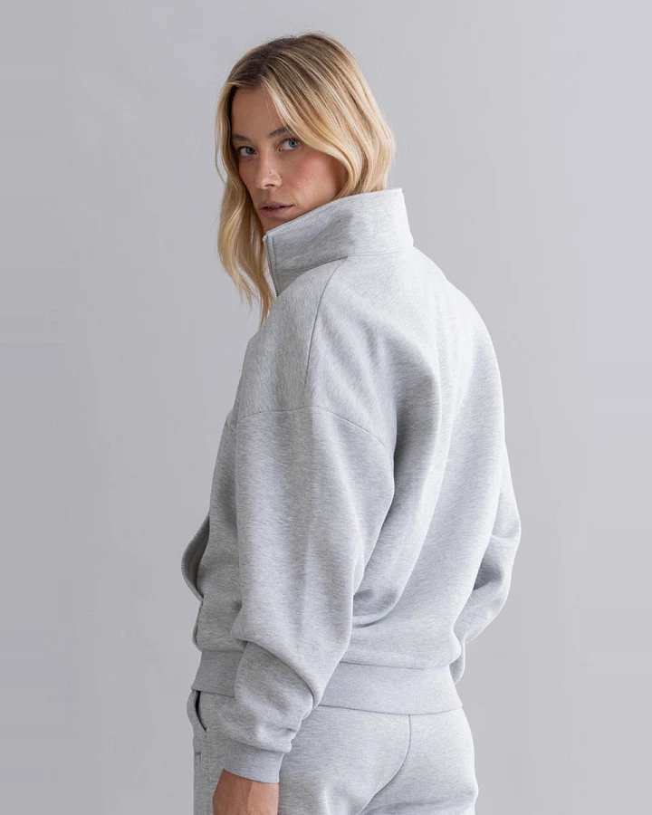 Hey Honey Zip Sweater - Grey Melange