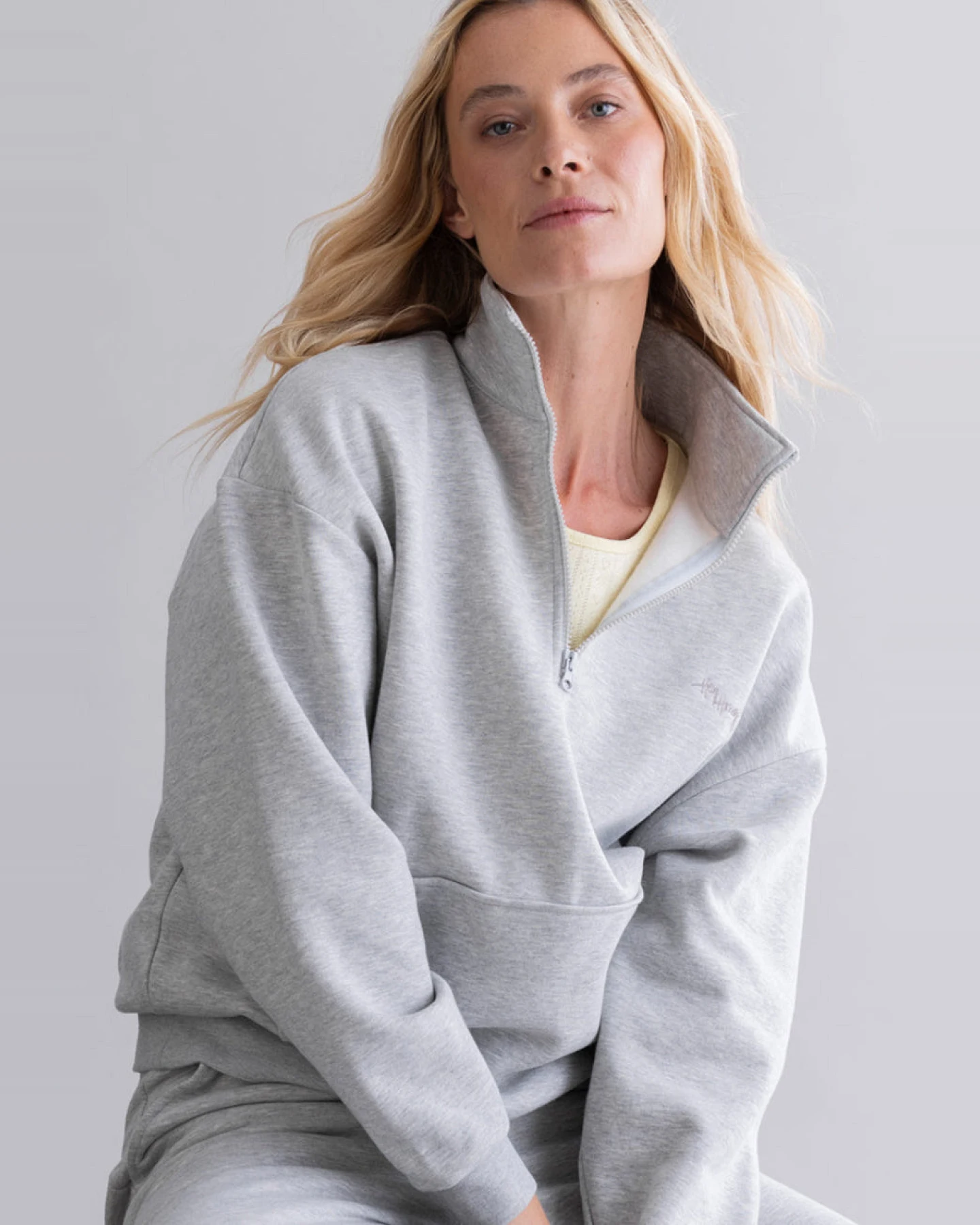 Hey Honey Zip Sweater - Grey Melange – Ansicht 2