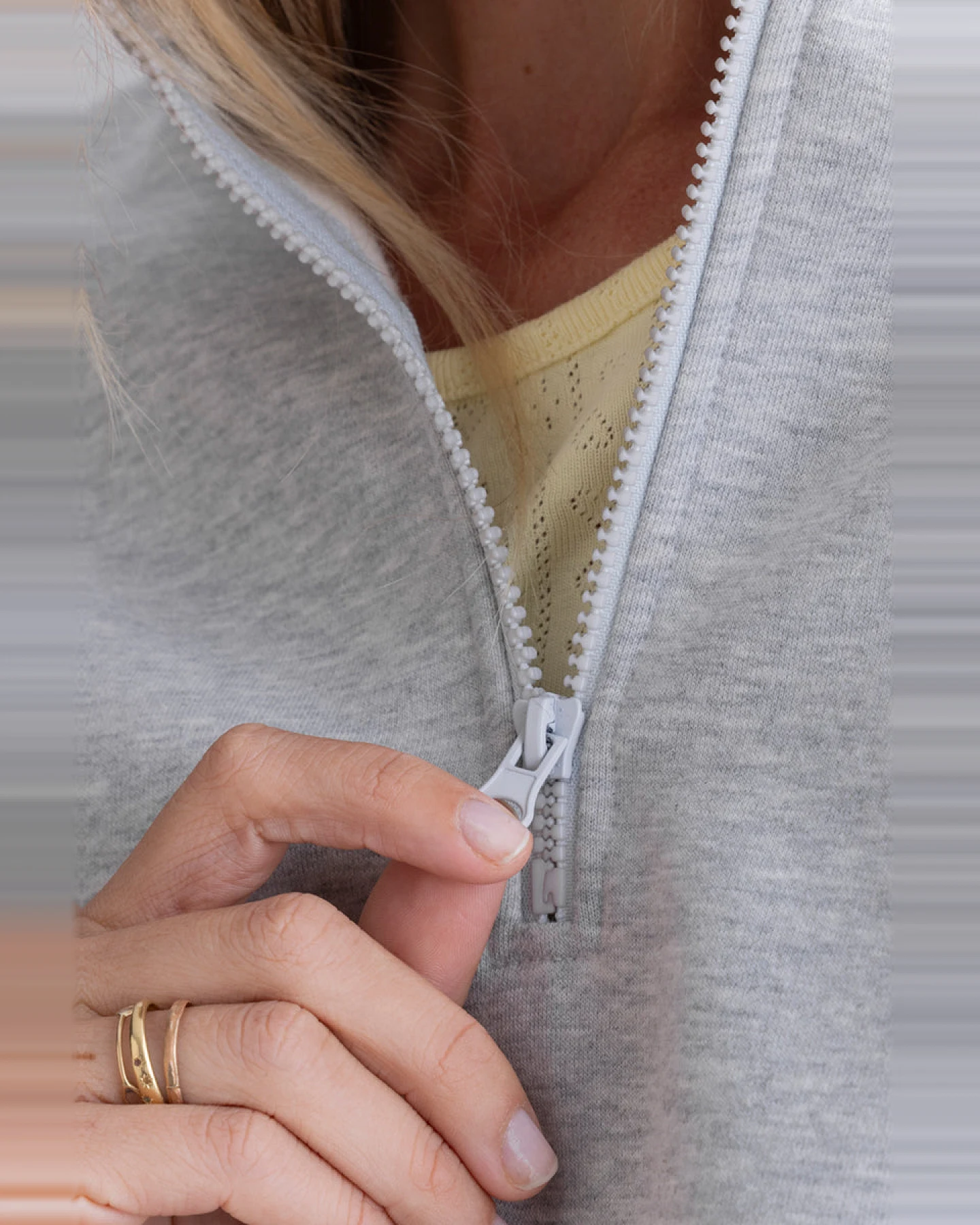 Hey Honey Zip Sweater - Grey Melange – Ansicht 3