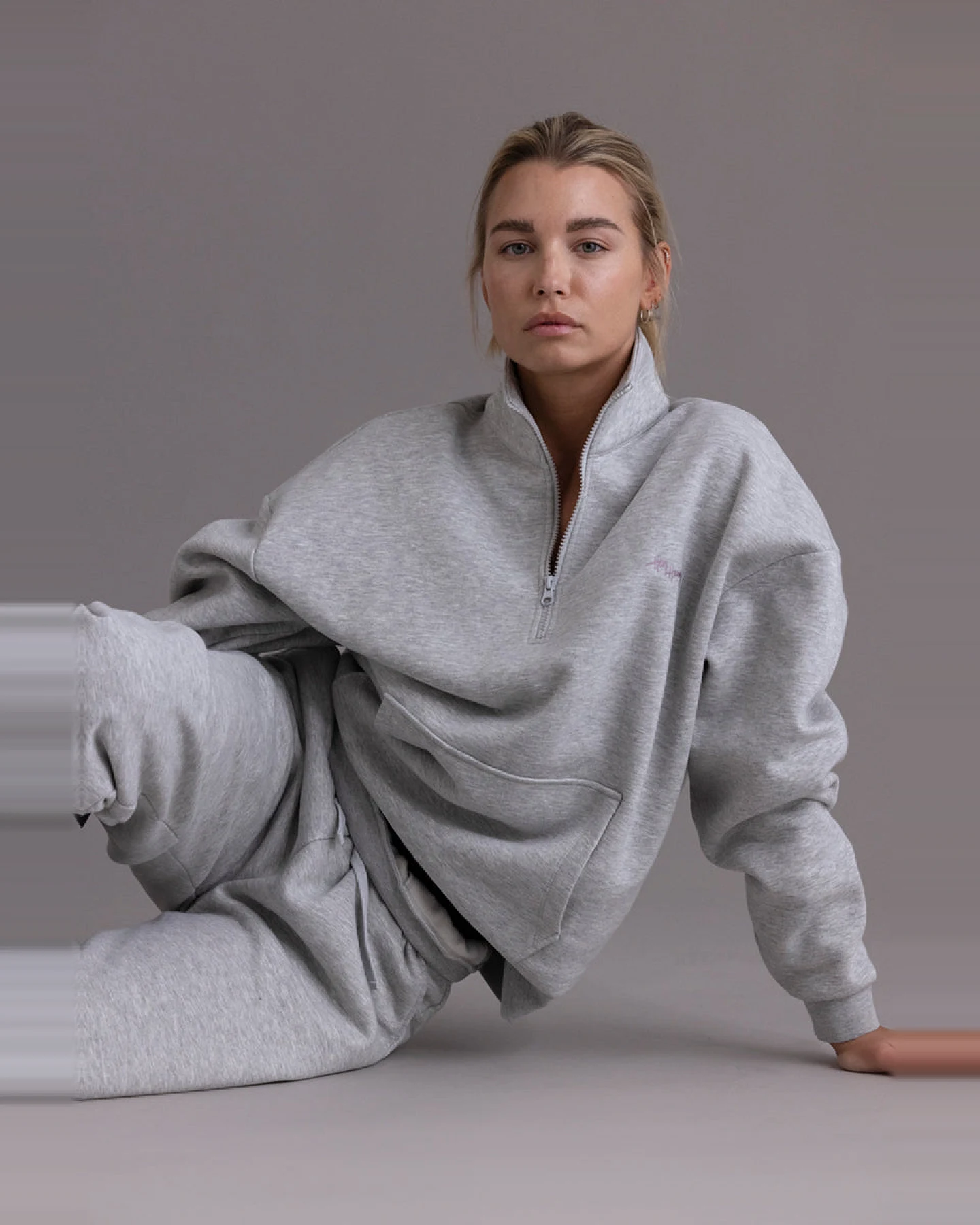 Hey Honey Zip Sweater - Grey Melange – Ansicht 4