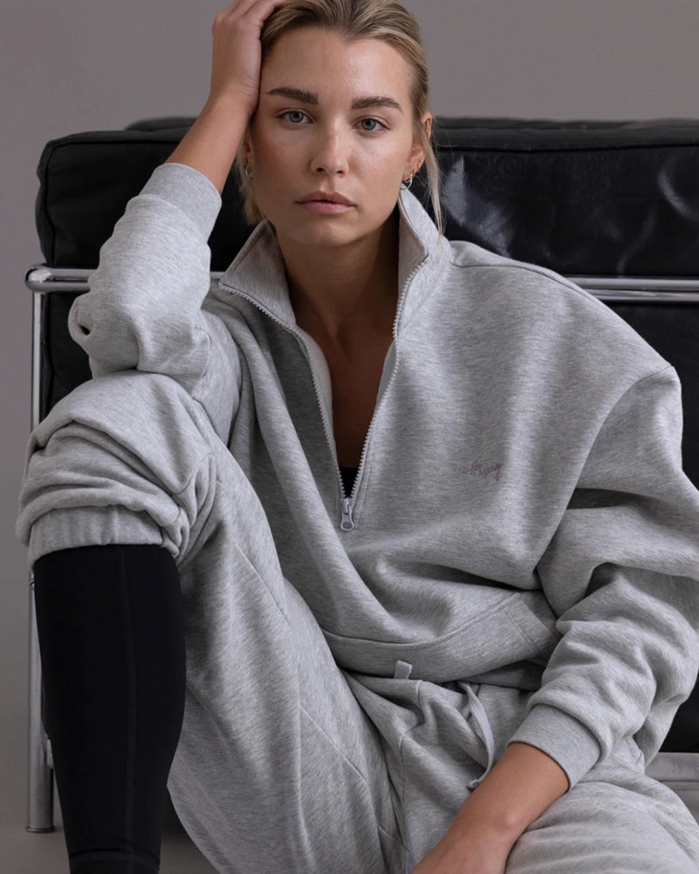 Hey Honey Zip Sweater - Grey Melange – Ansicht 5