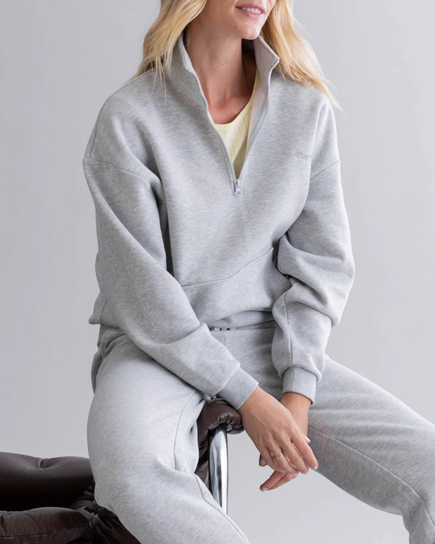 Hey Honey Zip Sweater - Grey Melange – Ansicht 10