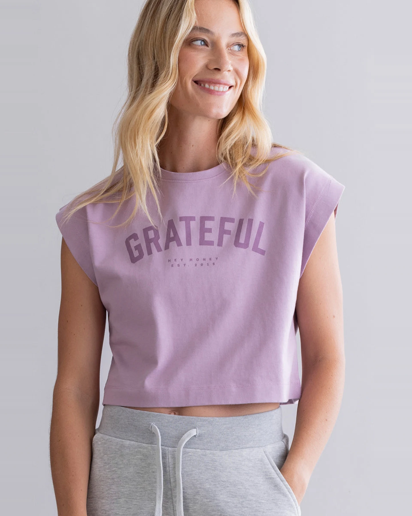 Hey Honey Cropped Shirt - Mauve – Ansicht 6