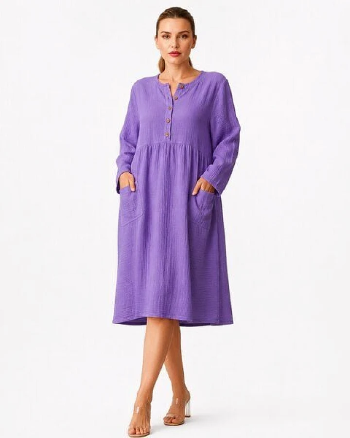 Bruno Barella Bio Musselin Kleid – weich, luftig & feminin elegant
