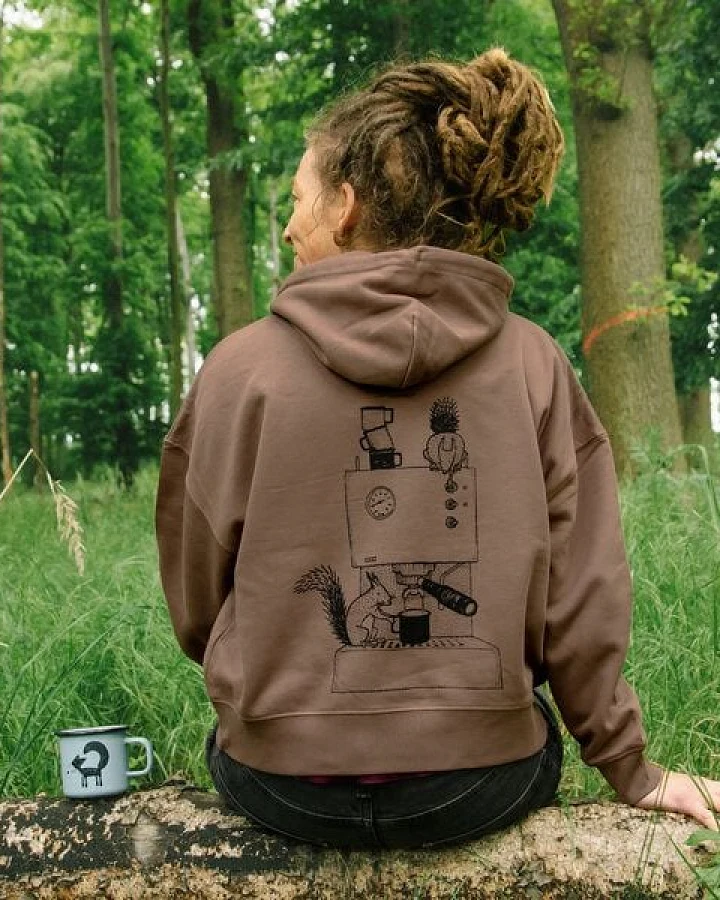 Cmig Damen Hoodie Kaffee-Hörnchen für Espressoliebhaber in mocha braun