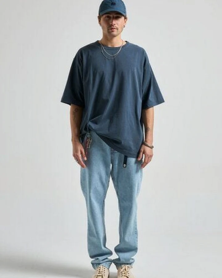 Trendsplant Essential Sunwashed Heavyweight Oversized T-Shirt Washed Navy
