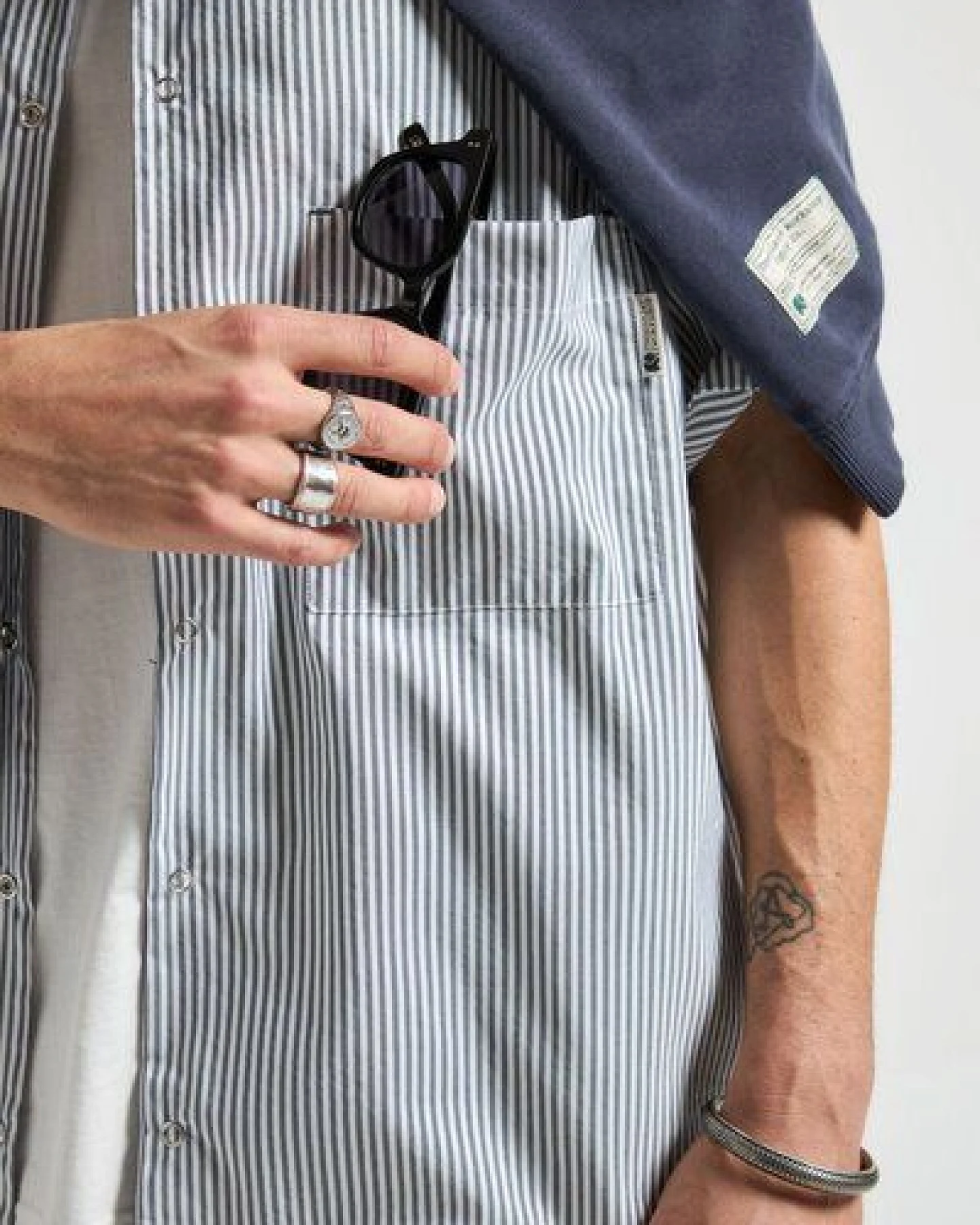 Trendsplant Mechanic Box Seaqual®Yarn S/S Shirt Indigo Stripes – Ansicht 4