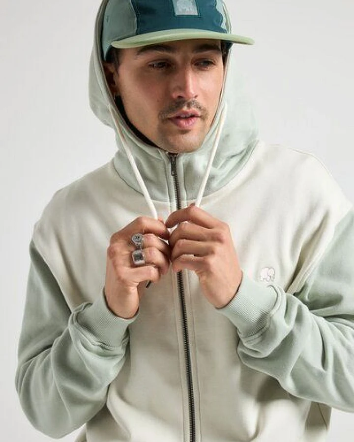 Trendsplant Color Block Zip Hoodie Sea Glass