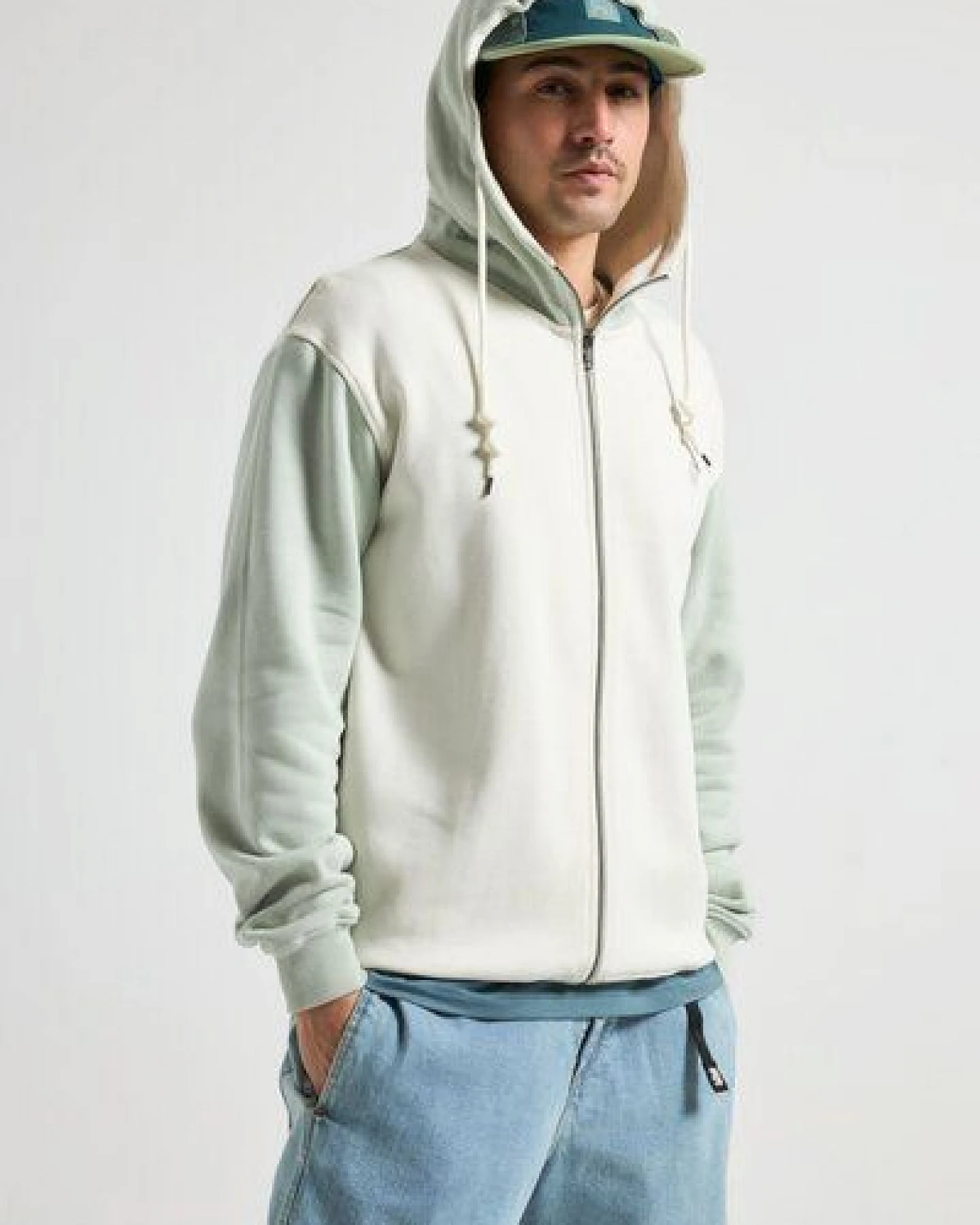 Trendsplant Color Block Zip Hoodie Sea Glass – Ansicht 4