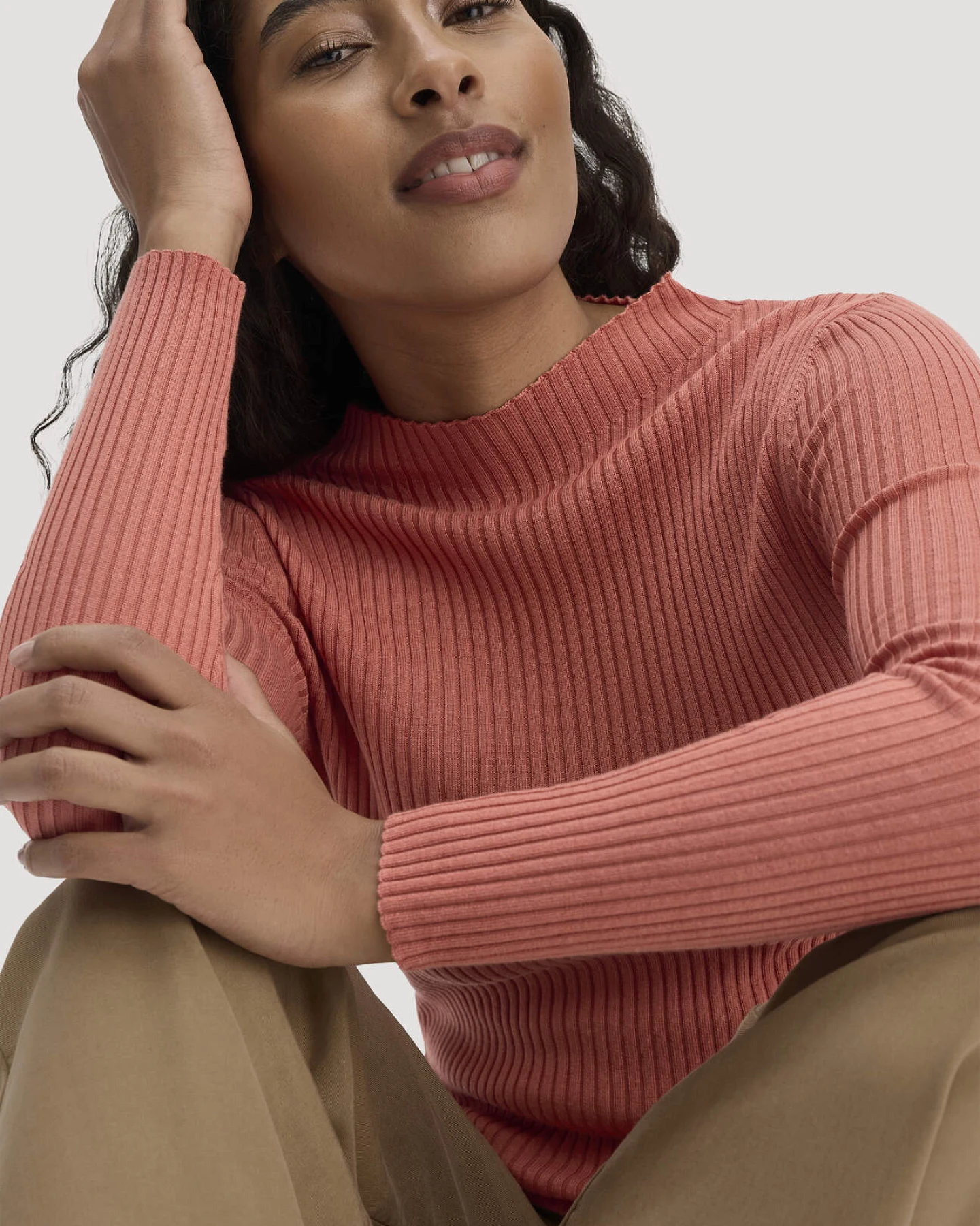 hessnatur Damen Strick Pullover Fitted aus TENCEL™ Lyocell mit Bio-Baumwolle - orange - Größe XXL – Ansicht 4