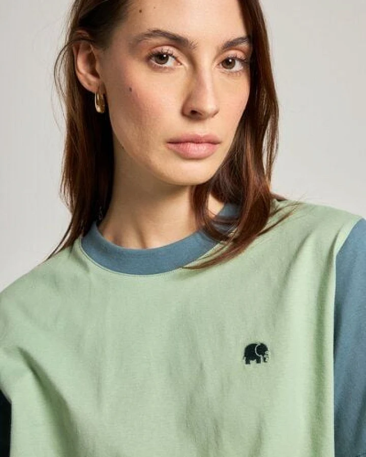 Trendsplant Women’s Color Block T-Shirt Salted Moss