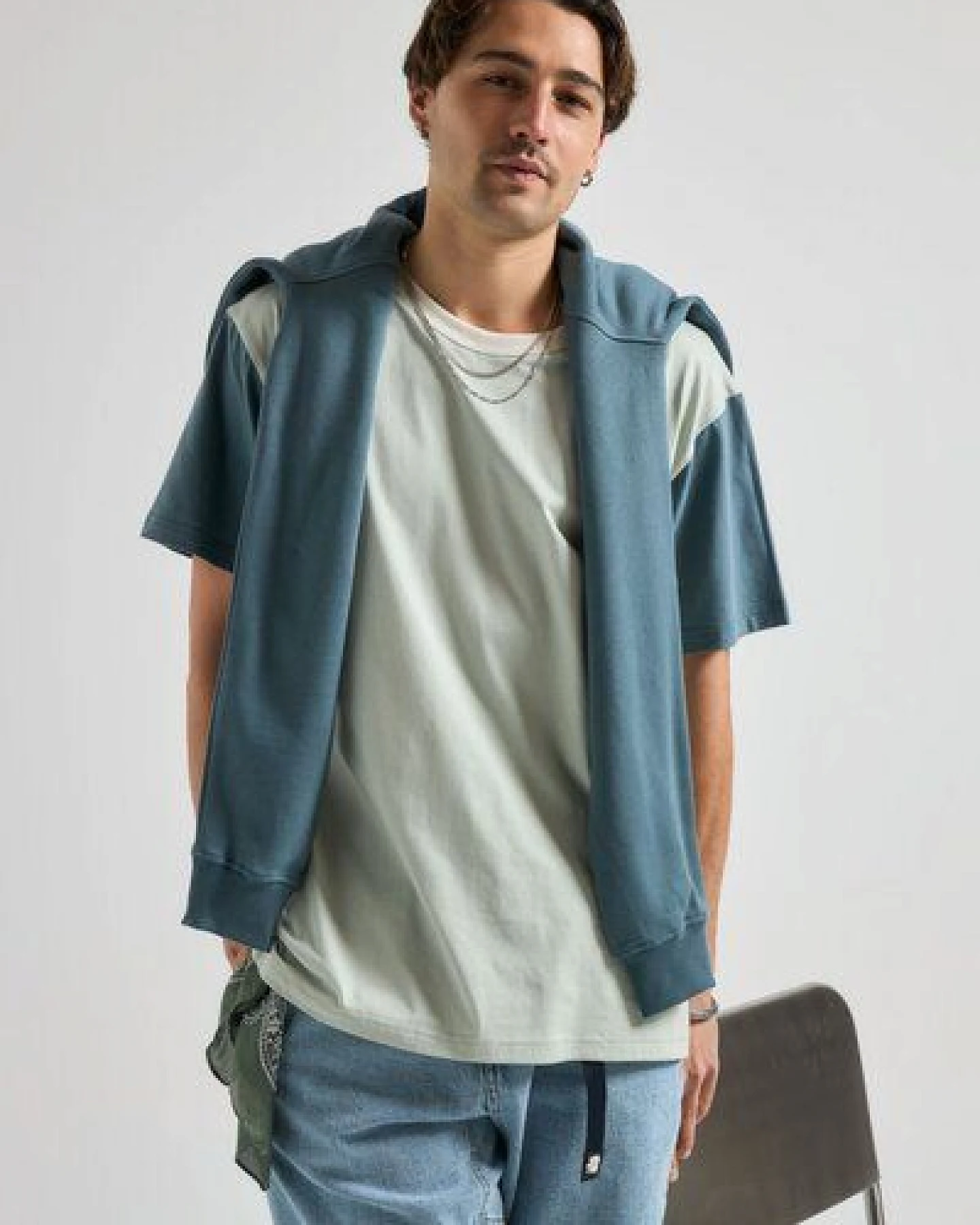 Trendsplant Color Block T-Shirt Coastal Fog – Ansicht 3
