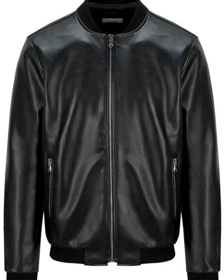 Will's Vegan Shop Bomberjacke Schwarz vegan Leder Herren