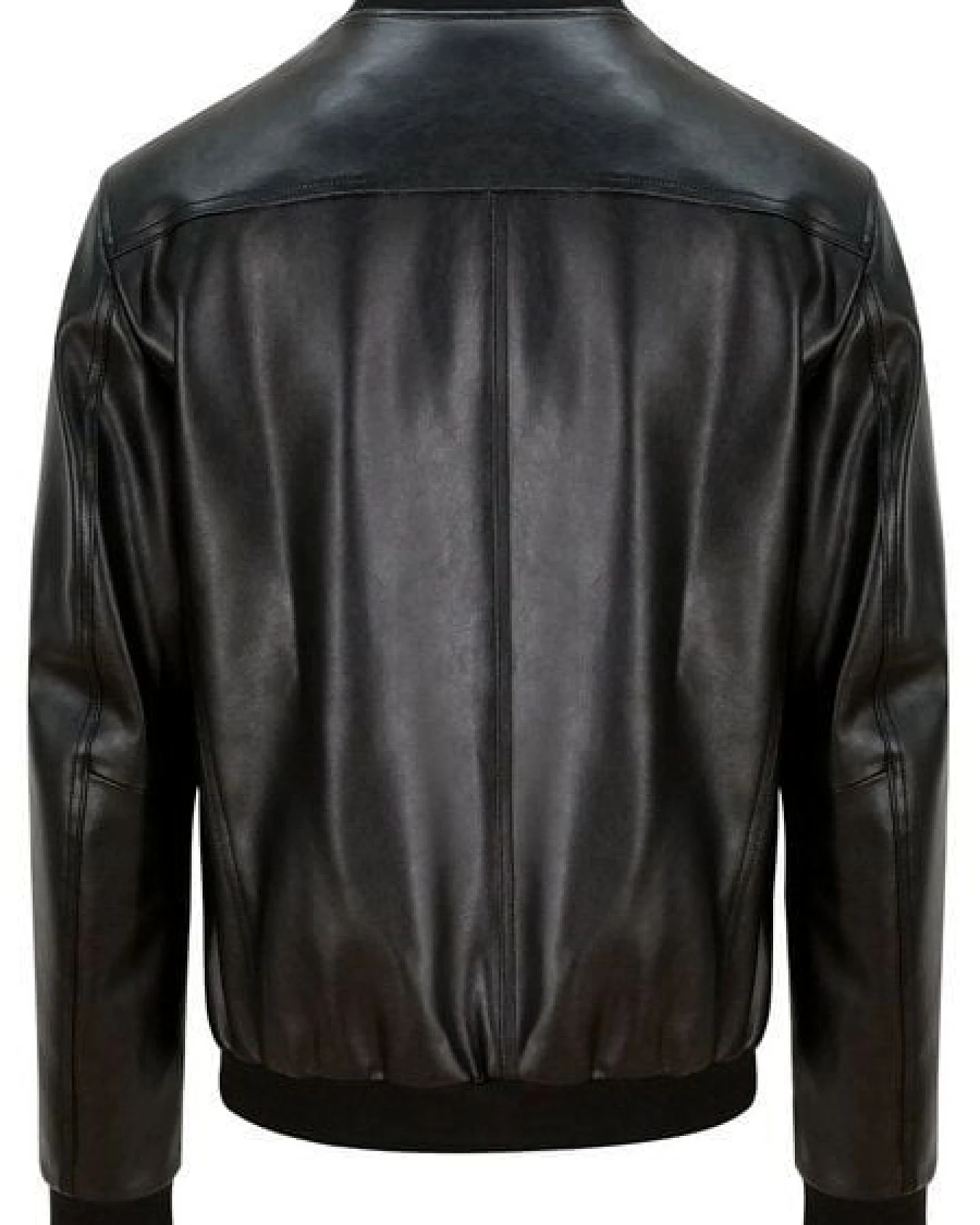 Will's Vegan Shop Bomberjacke Schwarz vegan Leder Herren – Ansicht 2