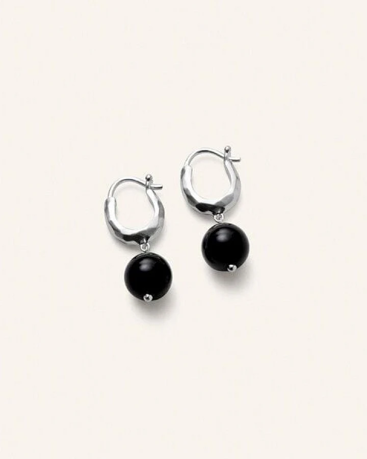 Pernille Corydon Ohrringe NIGHT SKY mit Onyx-Stein aus Recycled sterling silver / Gold plated recycled sterling silver