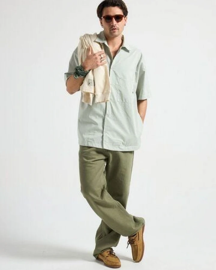 Trendsplant Mechanic Box Seaqual®Yarn S/S Shirt Green Stripes