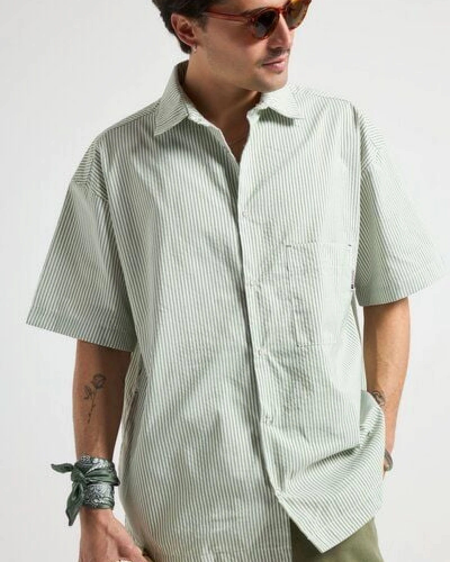 Trendsplant Mechanic Box Seaqual®Yarn S/S Shirt Green Stripes – Ansicht 4