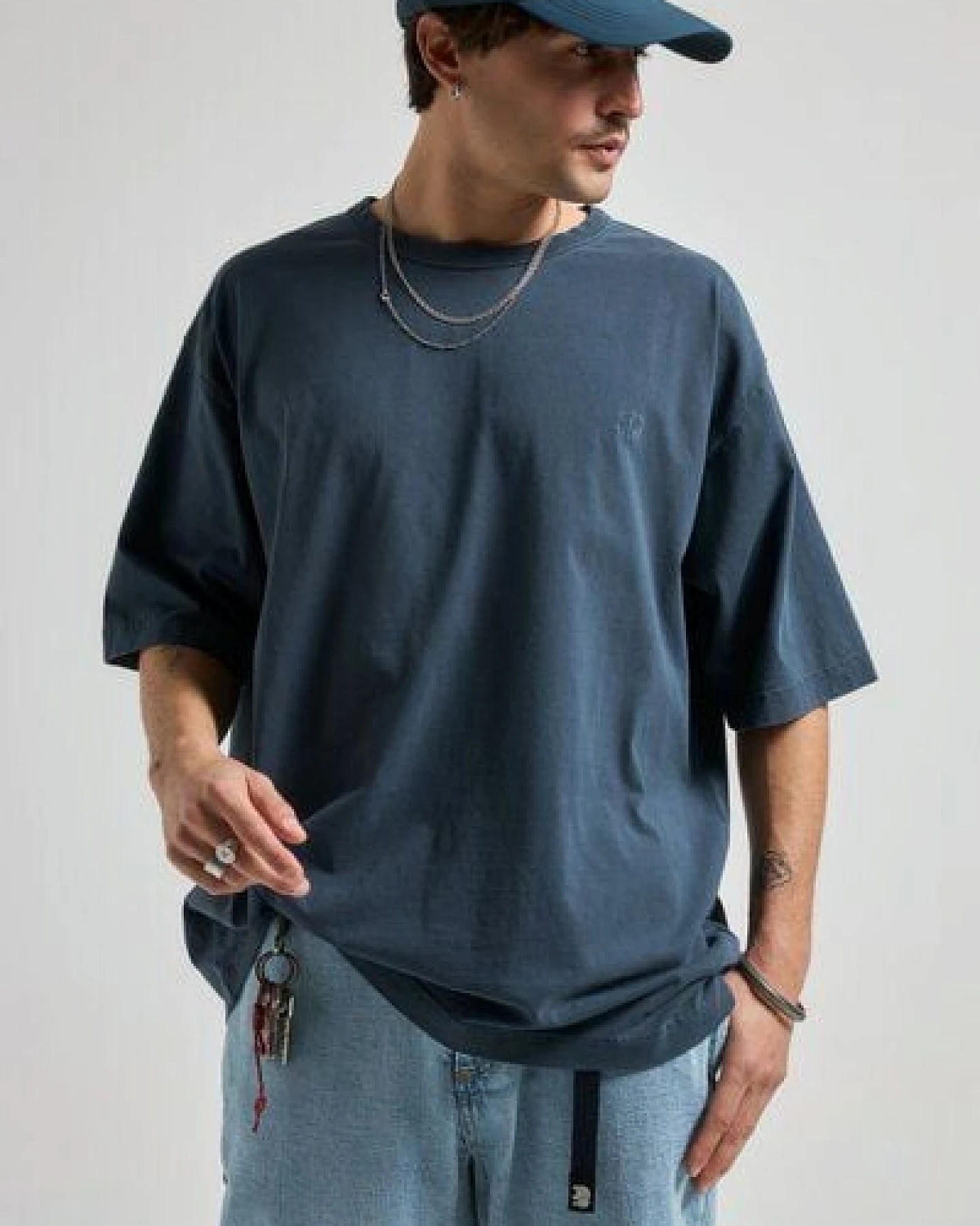 Trendsplant Essential Sunwashed Heavyweight Oversized T-Shirt Washed Navy – Ansicht 4