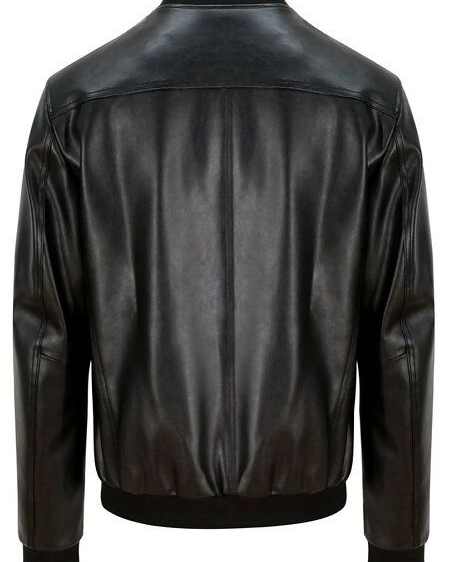 Will's Vegan Shop Bomberjacke Schwarz vegan Leder Herren – Ansicht 2