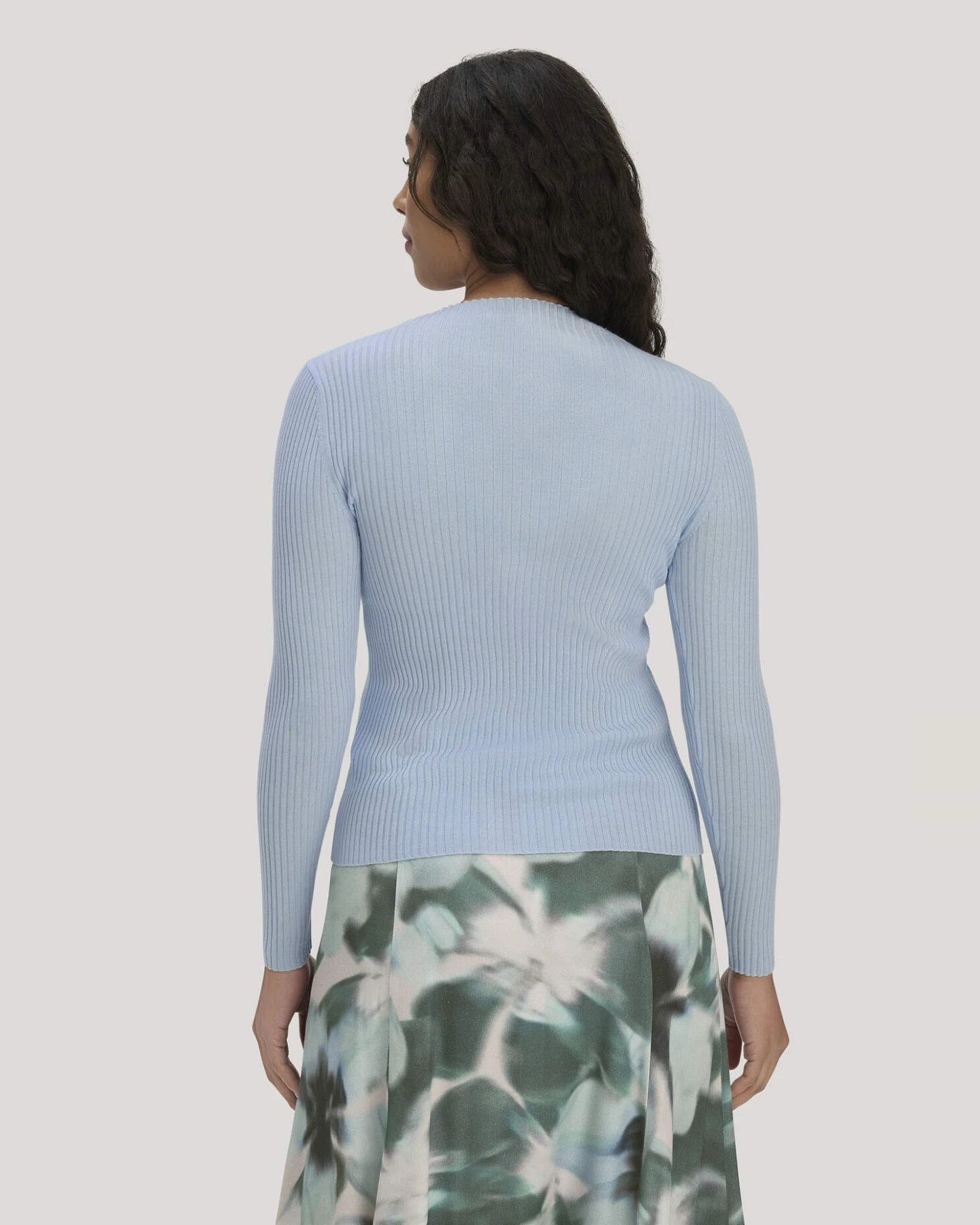 hessnatur Damen Strick Pullover Fitted aus TENCEL™ Lyocell mit Bio-Baumwolle - blau - Größe L – Ansicht 3