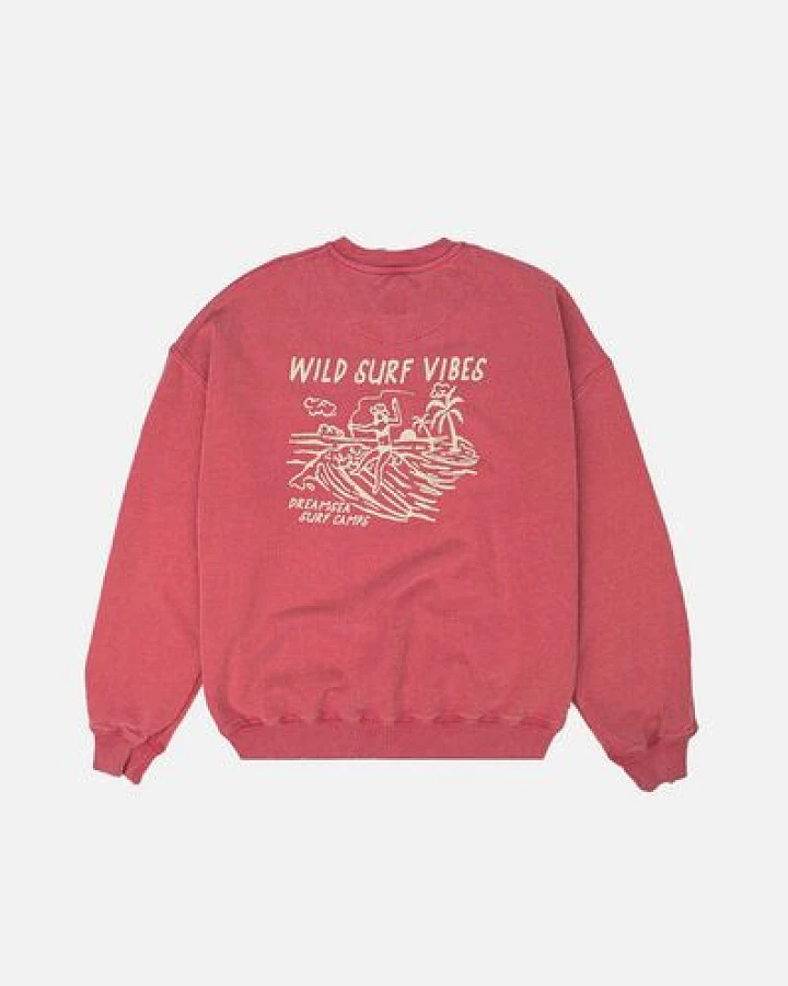 Trendsplant Women's Wild Surf Pigment Oversized Sweatshirt Samba Red