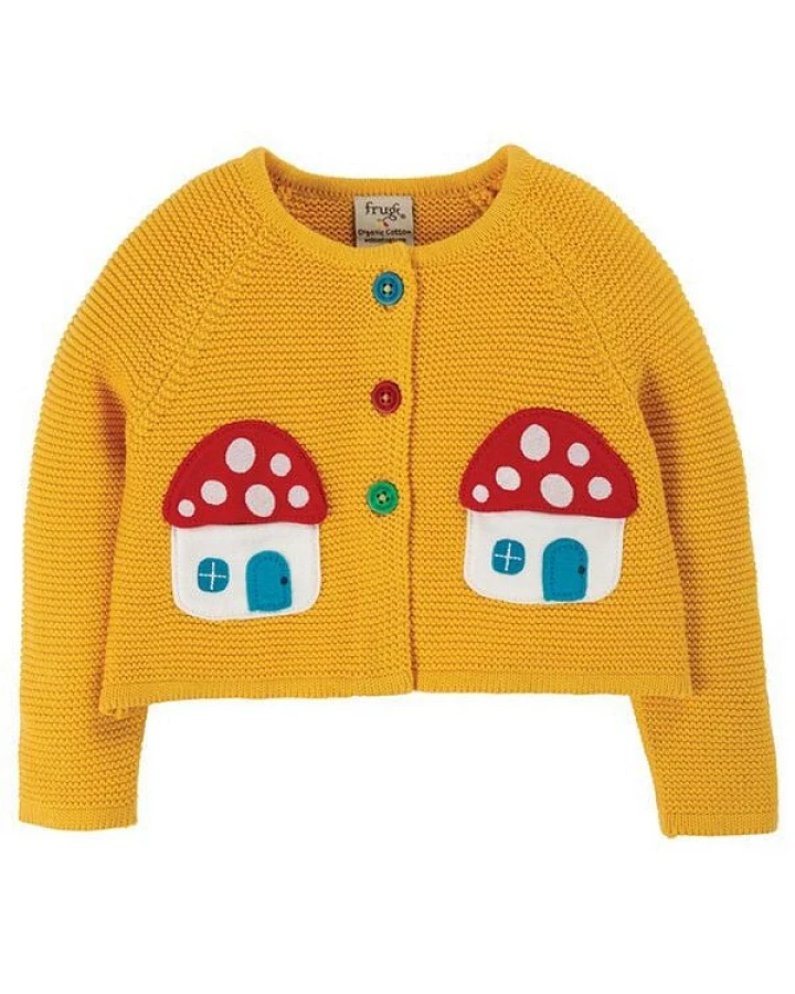 Frugi Strickjacke Little Annie Pilze in hummelgelb