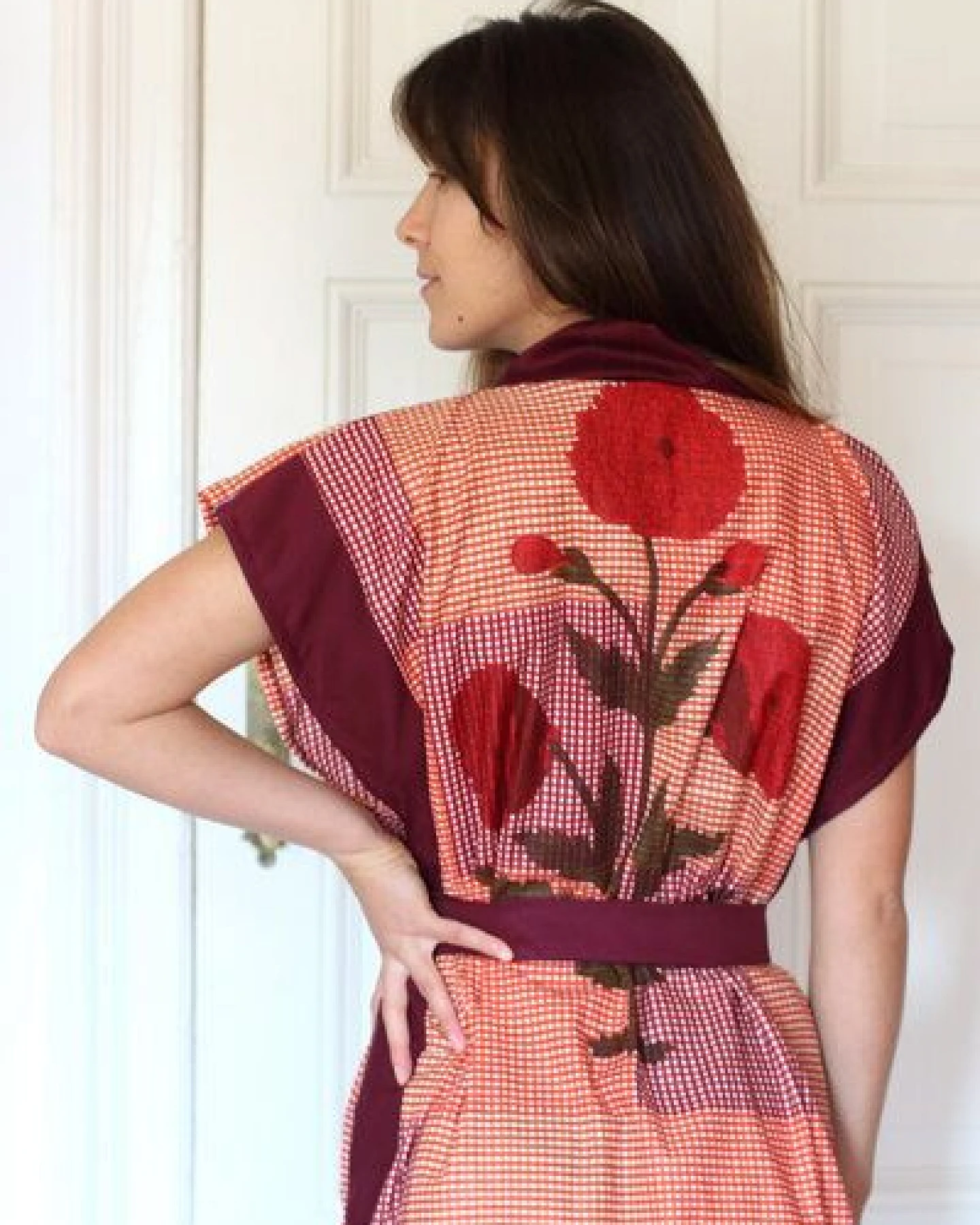 ManduTrap Aira Kimono Midi Kleid Damen – Handblockprint Rajasthan & Berry Tencel – Ansicht 4