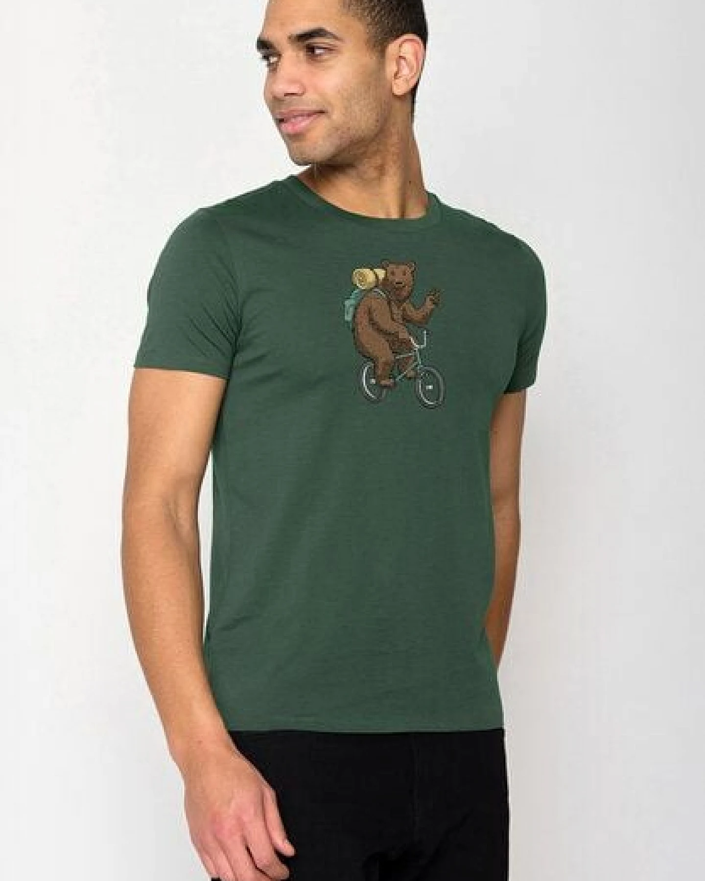 GREENBOMB Animal Bear Bike Guide - Sportliches T-Shirt aus Bio-Baumwolle / hochwertiger Print / GOTS / Fair & Vegan – Ansicht 2